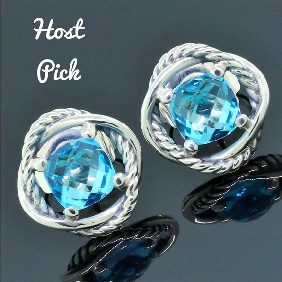 David Yurman Jewelry - Blue Topaz David Yurman Infinity Earrings